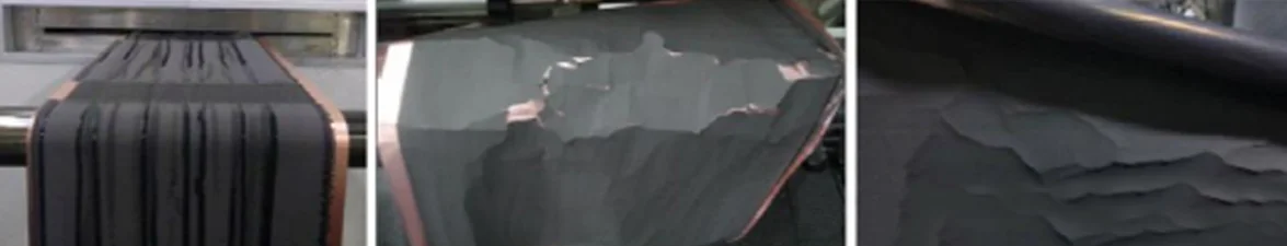 PAA electrode showing curling and cracking during processing