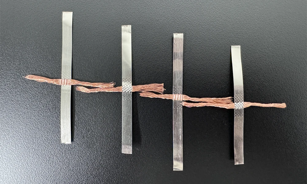 copper wire and nickel strips welding